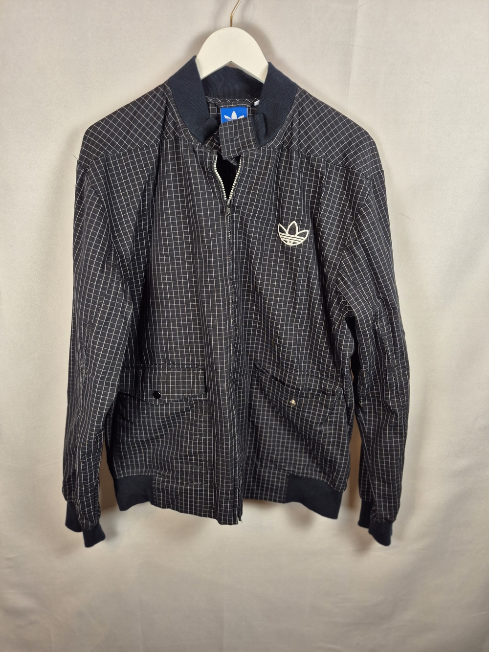 adidas Black Grid-Pattern Bomber Jacket